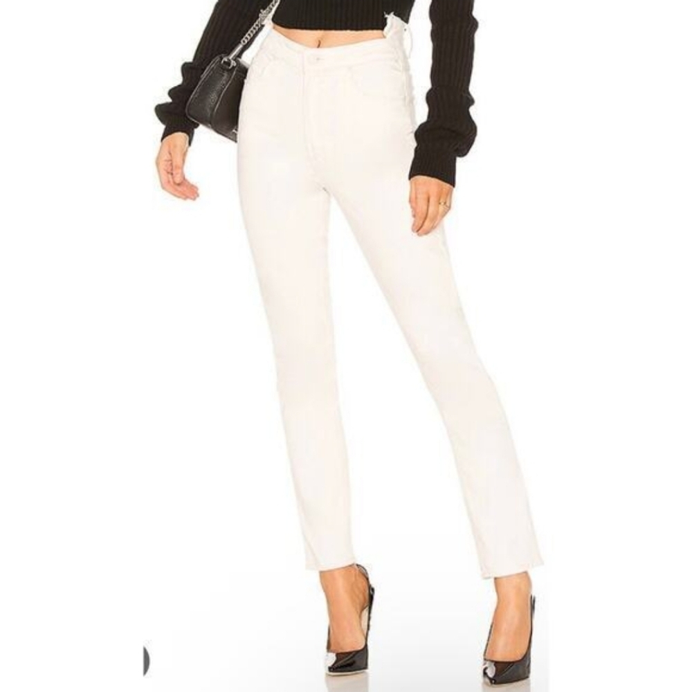 MOTHER The Dazzler Shift Jeans Women 25 Act Natural Made in USA Designer WHITE - Picture 2 of 12